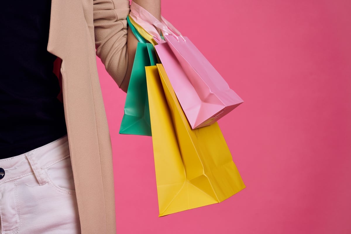 Multicolored Packages Shopping Lifestyle Pink Background